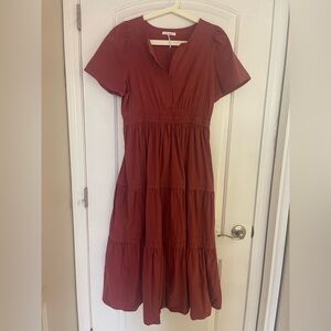 Chic Dusty Rose Cotton Midi Dress size Large